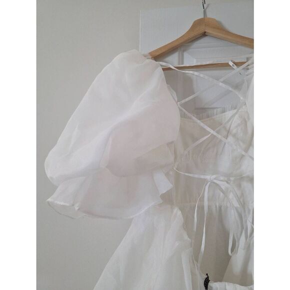 AJE ASTRID TIE BACK MINI DRESS IVORY SIZE 12 NWT $525 - Picture 10 of 12